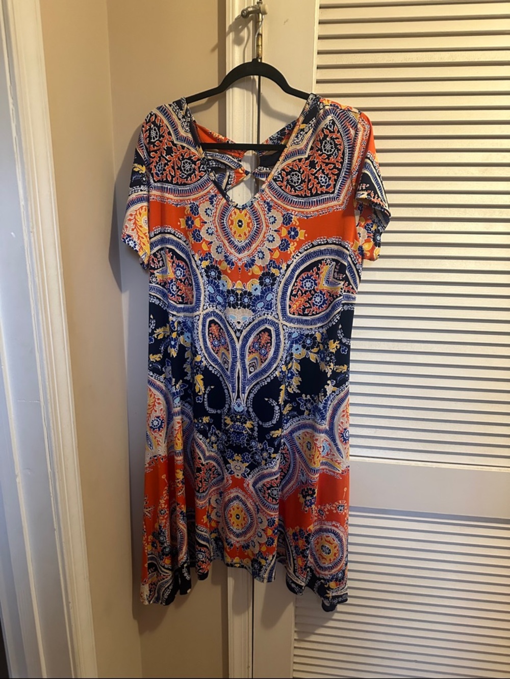 JohnPaulRichard Orange & Navy Paisley Midi Dress